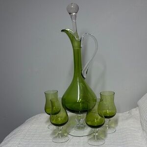 Wicked themed Green Elegant Vintage Crystal Decanter Set - Holidays /Year-Around